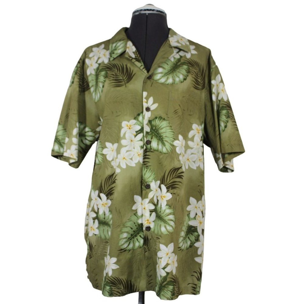 Vintage RJC floral tropical Hawaiian‎ short sleeve button front shirt L
